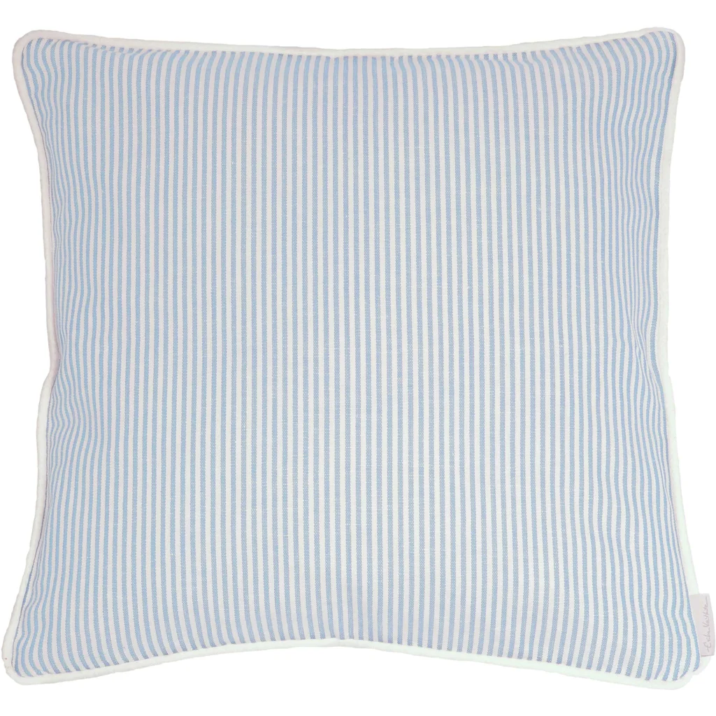 Halbleinen Kissenhülle Streifen 2er-Pack in Weiß+Hellblau Weiß+Blau Muster Streifen von Erika Vaitkute Größe 40x40 cm