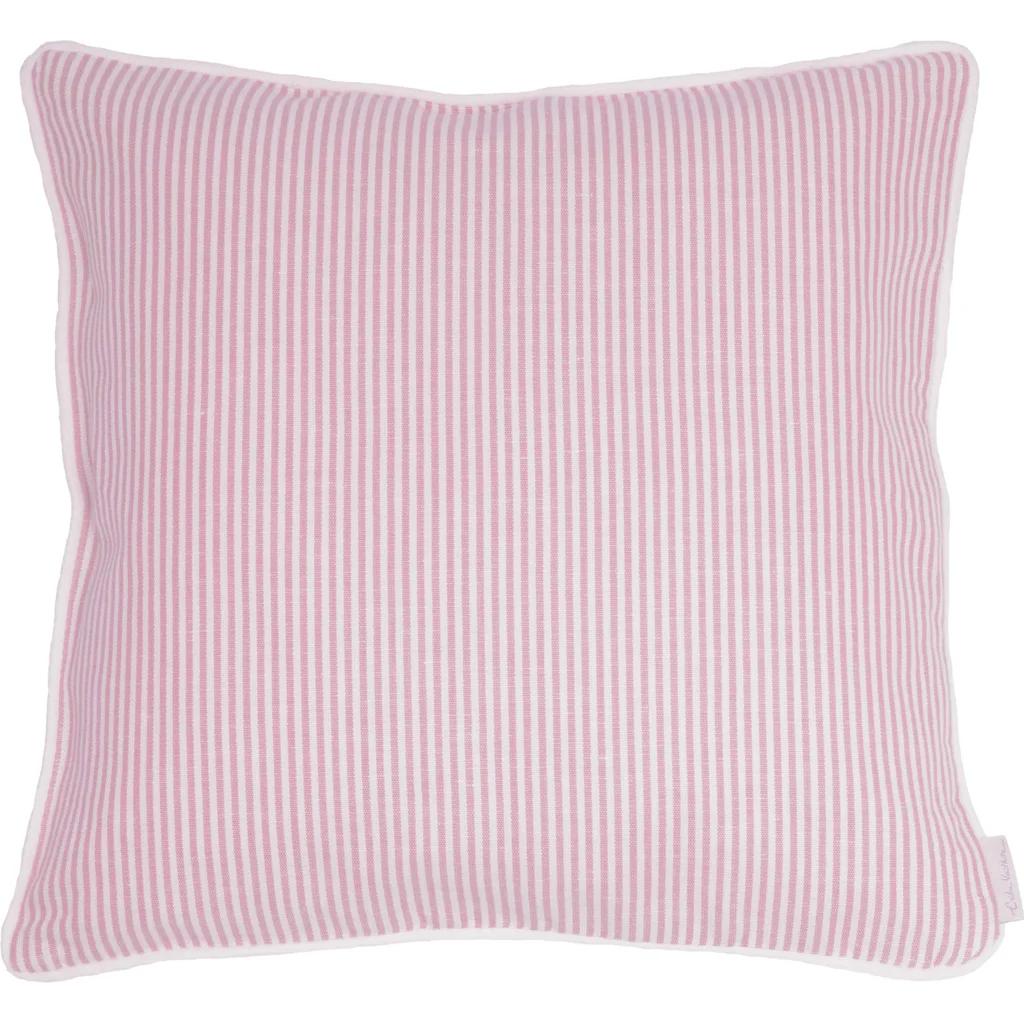 Halbleinen Kissenhülle Streifen 2er-Pack in Weiß+Rosa Muster Streifen von Erika Vaitkute Größe 40x40 cm