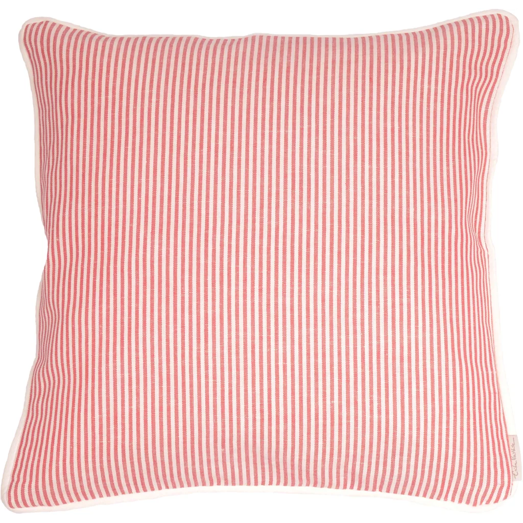 Halbleinen Kissenhülle Streifen 2er-Pack in Weiß+Rot Muster Streifen von Erika Vaitkute Größe 40x40 cm