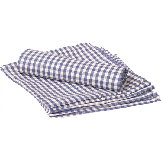 Halbleinen Stoffserviette Karo 6er-Pack in Weiß+Blau Muster Karo von Erika Vaitkute Größe 45x45 cm