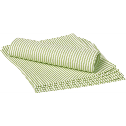 Halbleinen Stoffserviette Streifen 6er-Pack in Weiß+Hellgrün Weiß+Grün Muster Streifen von Erika Vaitkute Größe 45x45 cm