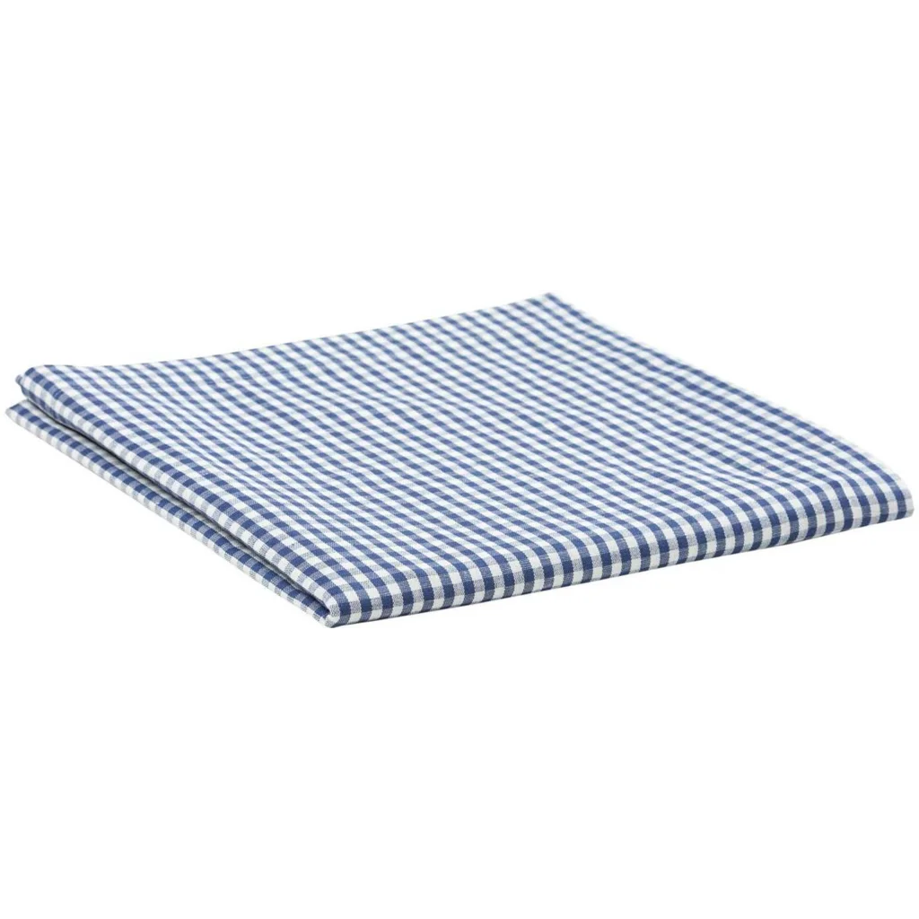 Halbleinen Tischdecke Karo in Weiß+Blau Muster Karo von Erika Vaitkute Größe 140x250 cm