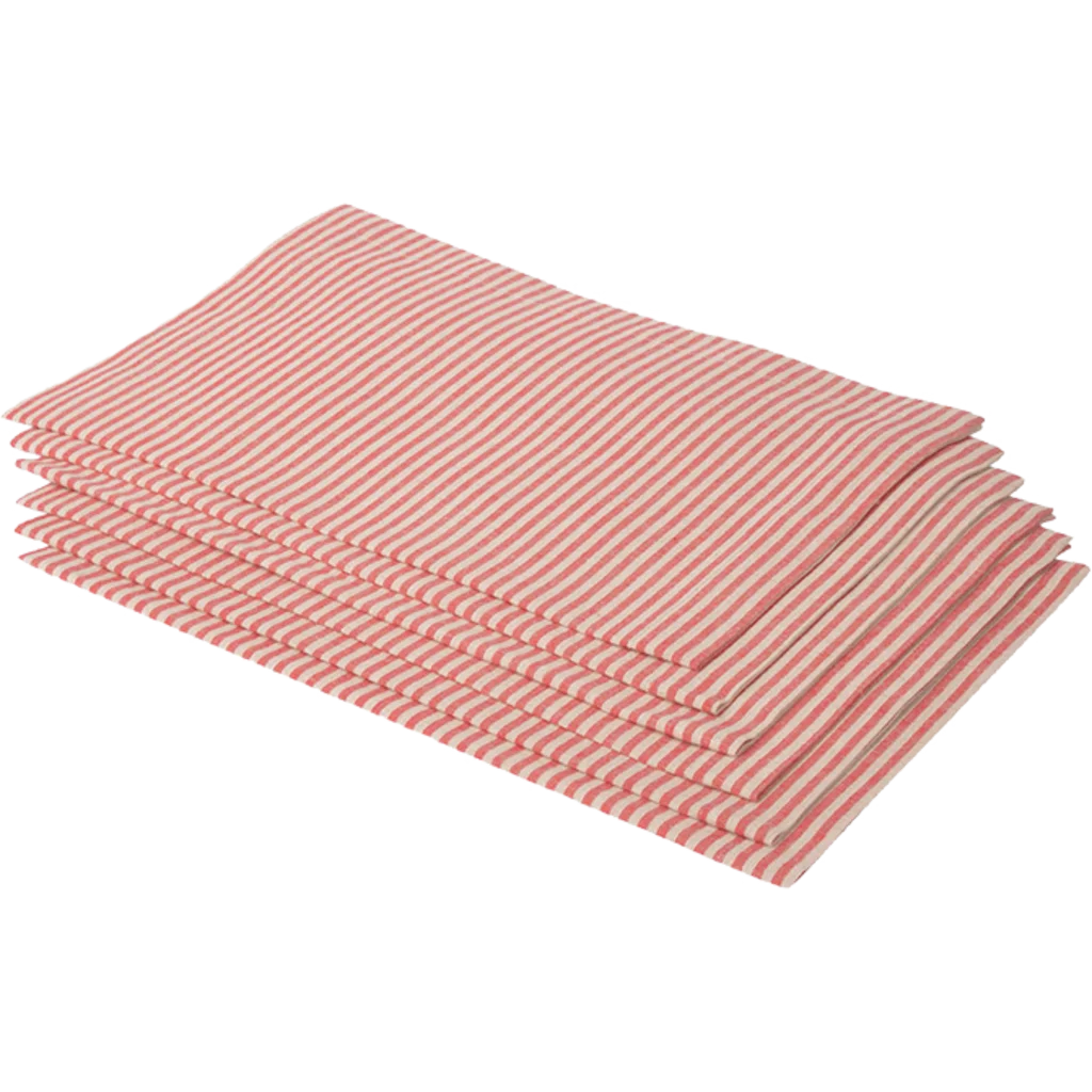 Halbleinen Tischset MILDA 6er-Pack in Beige+Rot Muster Streifen von Erika Vaitkute Größe 50x35 cm