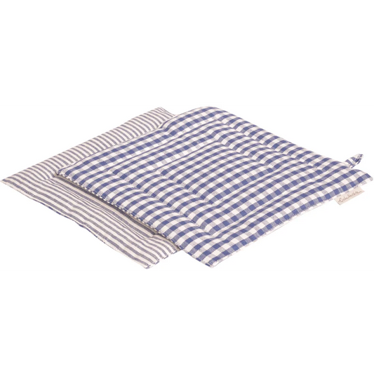 Halbleinen Topflappen Streifen+Karo 2er-Set in Weiß+Blau Muster Streifen+Karo von Erika Vaitkute Größe 23x23 cm