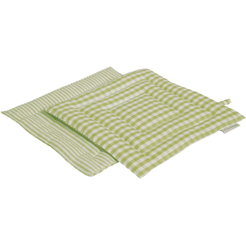 Halbleinen Topflappen Streifen+Karo 2er-Set in Weiß+Hellgrün Weiß+Grün Muster Streifen+Karo von Erika Vaitkute Größe 23x23 cm