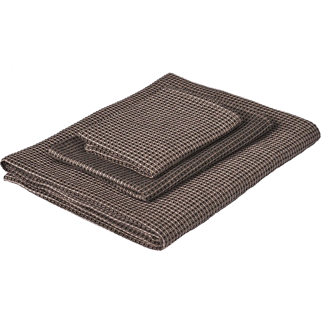 Halbleinen Waffelpiqué Gästetuch 2er-Pack in Schwarz+Beige von Erika Vaitkute Größe 35x50 cm