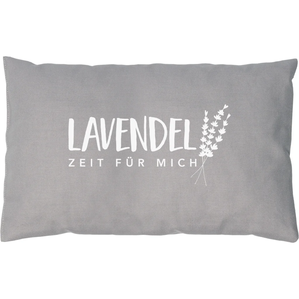 Kissen rechteckig mit Füllung Lavendel in Grau Muster Unifarben mit Aufdruck von herbalind Größe 30x20 cm