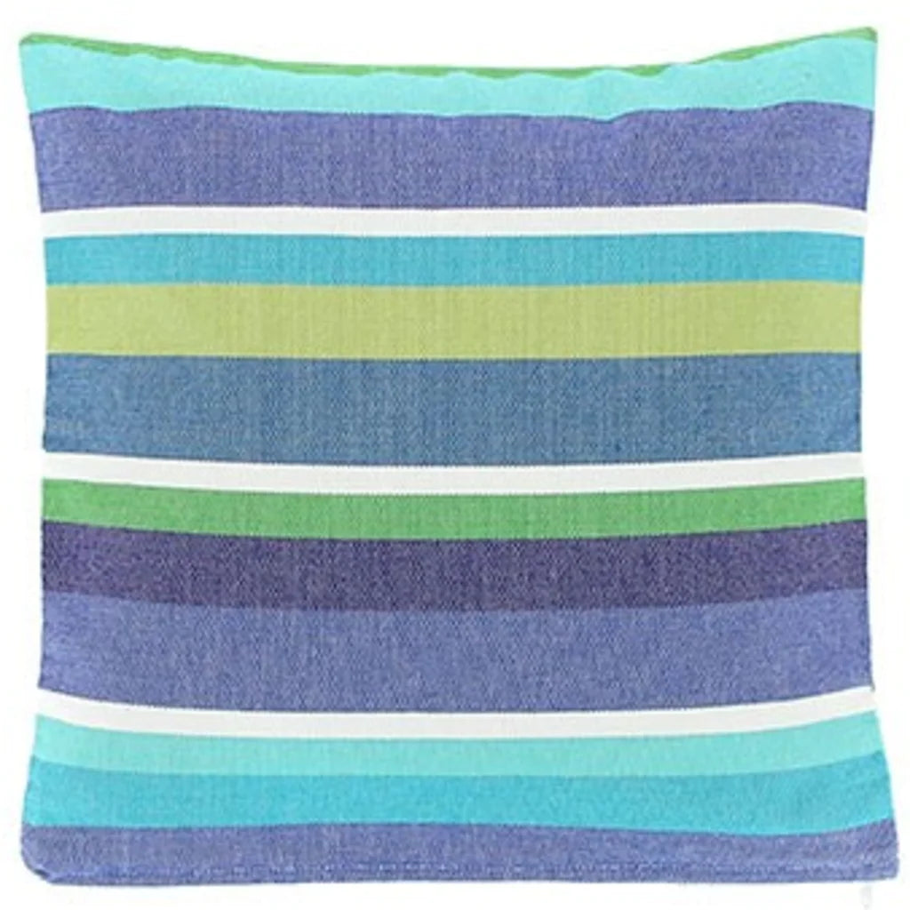 Kissenhülle DOMINICA in Weiß+Atlantik+Jeansblau+Hellgrün Weiß+Blau+Blau+Grün Muster Streifen von GLOBO Größe 40x40 cm