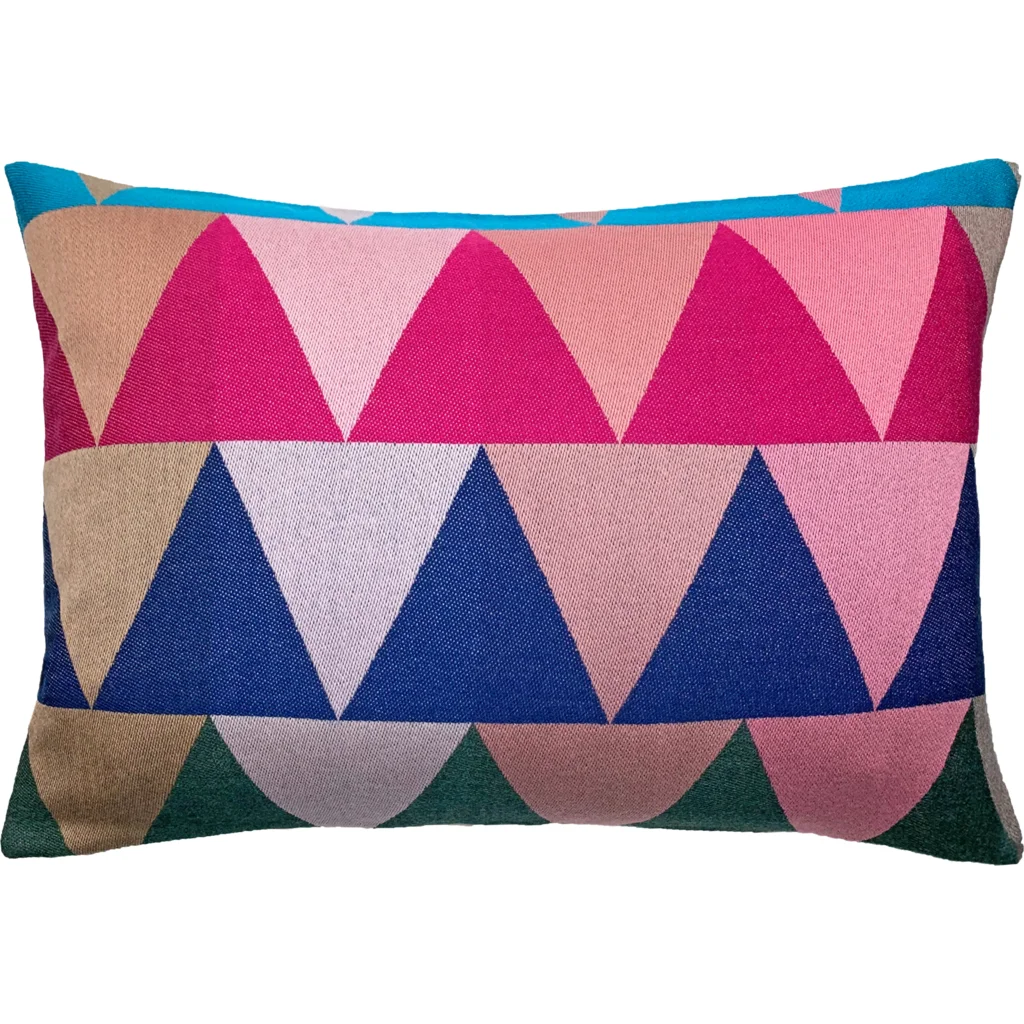 Kissenhülle MEXIKO in Türkis+Pink+Dunkelblau Blau+Pink+Blau Muster Dreiecke von Eagle Products Größe 40x60 cm