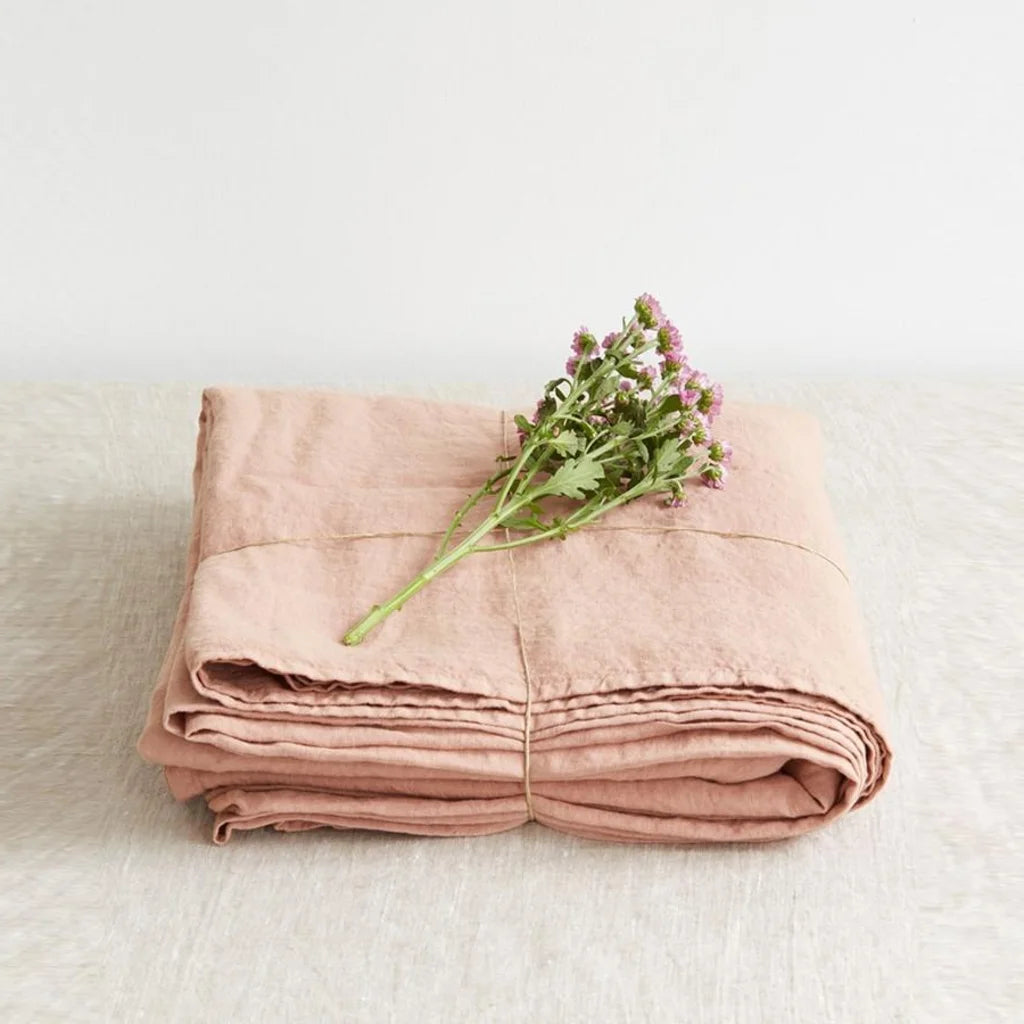 Leinen Bettlaken in Apricot Orange von Linen Tales Größe 140x250 cm