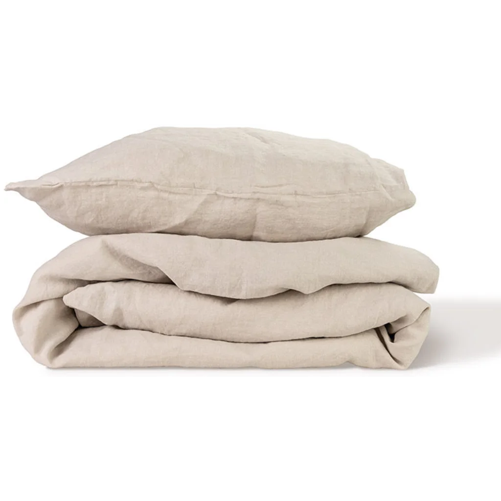 Leinen Bettwäsche Garnitur in Sand Beige von Jean&Len Größe 155x220 + 80x80 cm