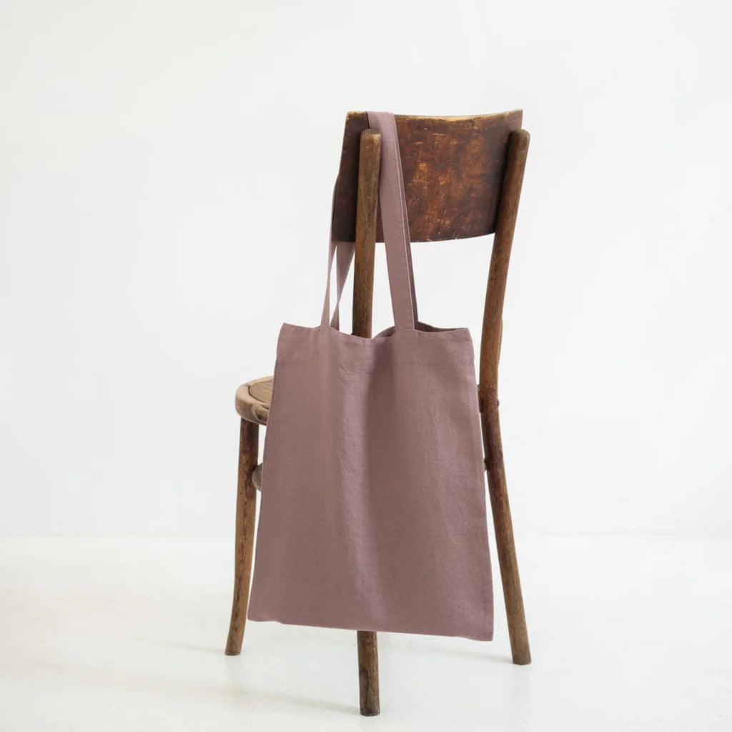 Leinen Einkaufstasche in Altrosa Rosa von Linen Tales Größe 38 cm breit+ 42 cm lang
