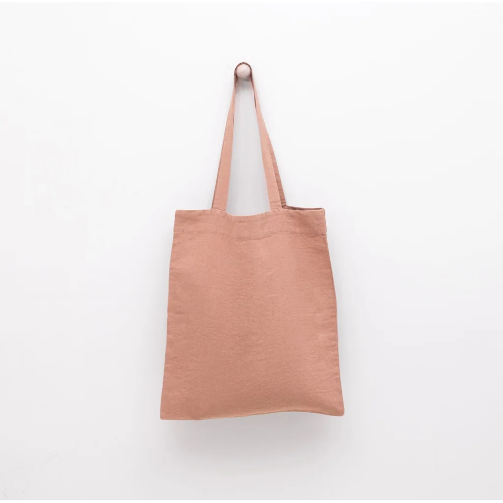 Leinen Einkaufstasche in Apricot Orange von Linen Tales Größe 38 cm breit+ 42 cm lang