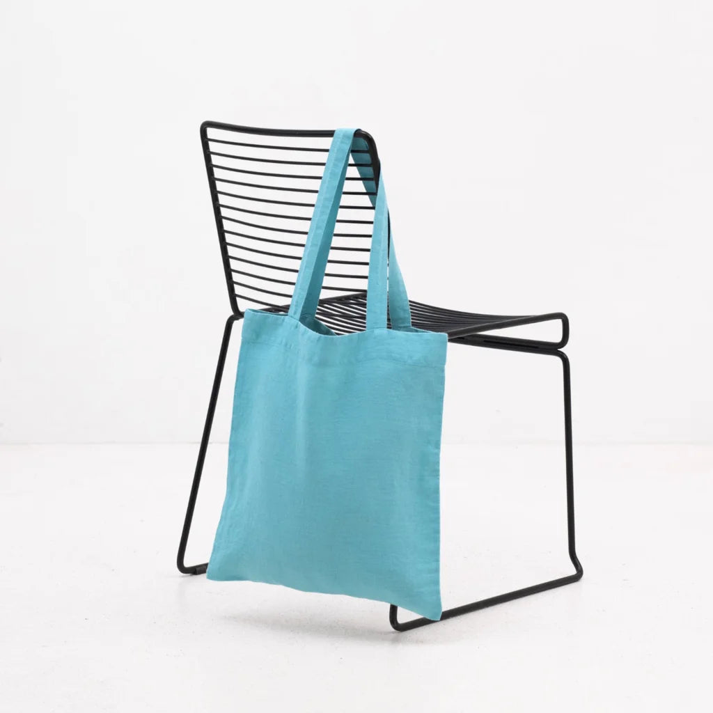 Leinen Einkaufstasche in Atlantik Blau von Linen Tales Größe 38 cm breit+ 42 cm lang