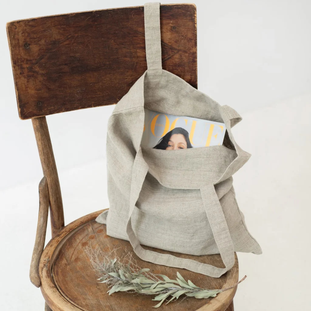Leinen Einkaufstasche in Beige von Linen Tales Größe 38 cm breit+ 42 cm lang