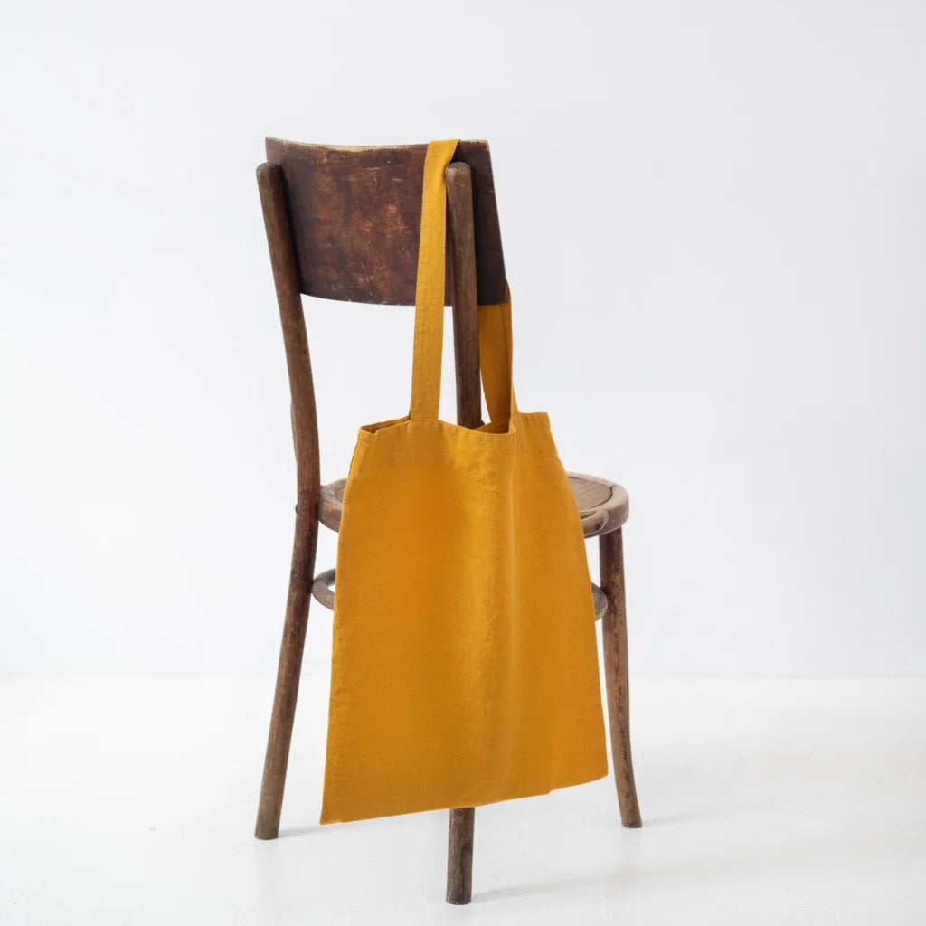 Leinen Einkaufstasche in Orange von Linen Tales Größe 38 cm breit+ 42 cm lang