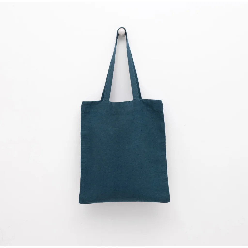 Leinen Einkaufstasche in Petrol Blau von Linen Tales Größe 38 cm breit+ 42 cm lang
