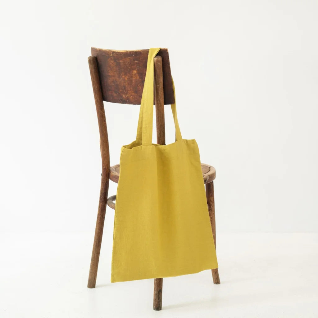 Leinen Einkaufstasche in Senfgelb Gelb von Linen Tales Größe 38 cm breit+ 42 cm lang