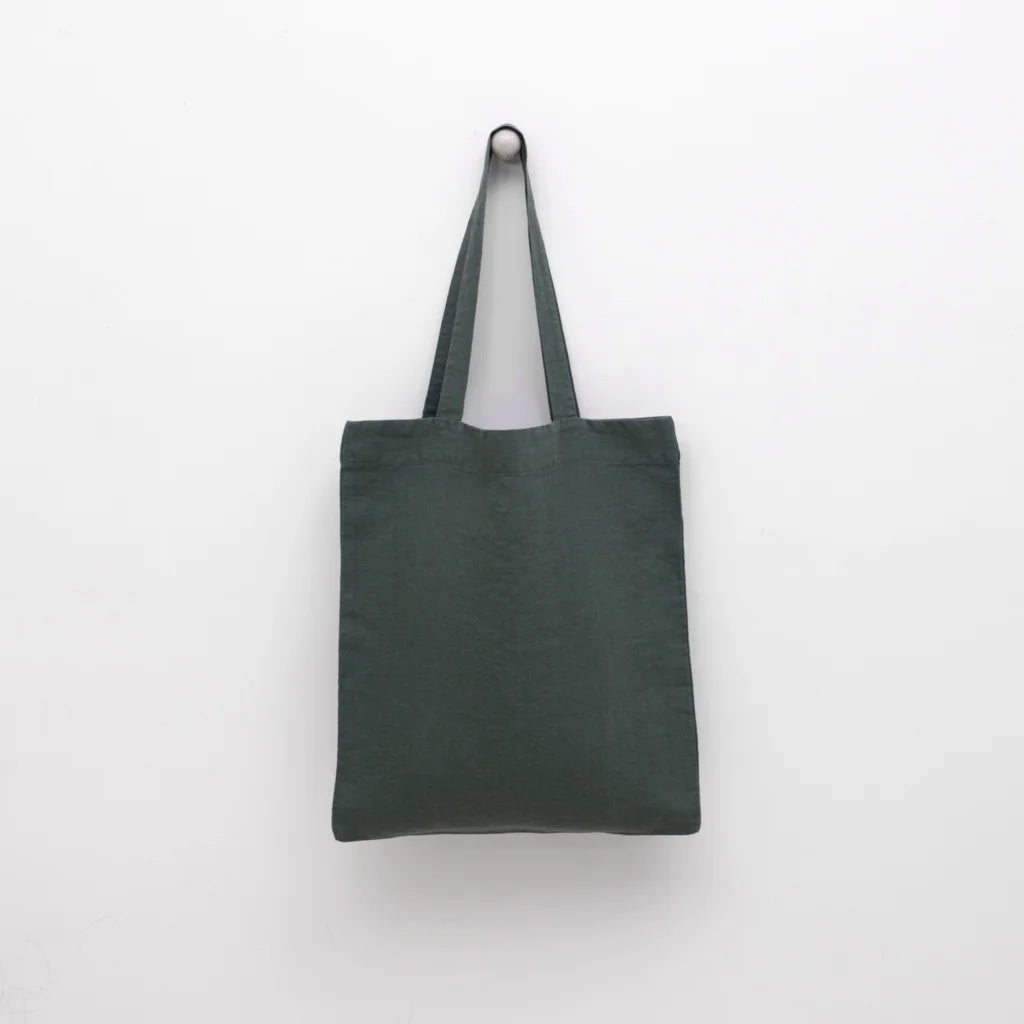 Leinen Einkaufstasche in Waldgrün Grün von Linen Tales Größe 38 cm breit+ 42 cm lang