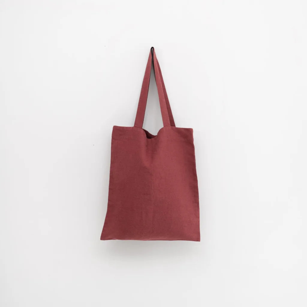 Leinen Einkaufstasche in Weinrot Rot von Linen Tales Größe 38 cm breit+ 42 cm lang