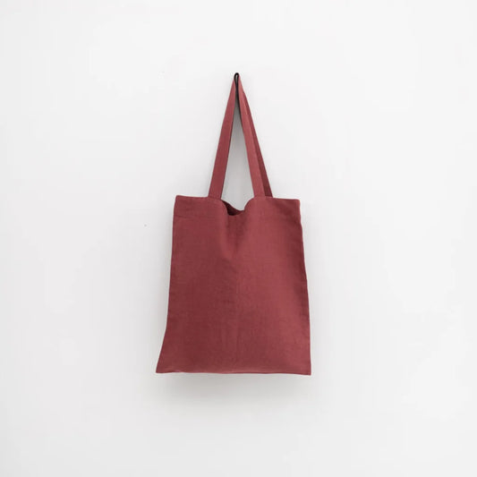 Leinen Einkaufstasche in Weinrot Rot von Linen Tales Größe 38 cm breit+ 42 cm lang