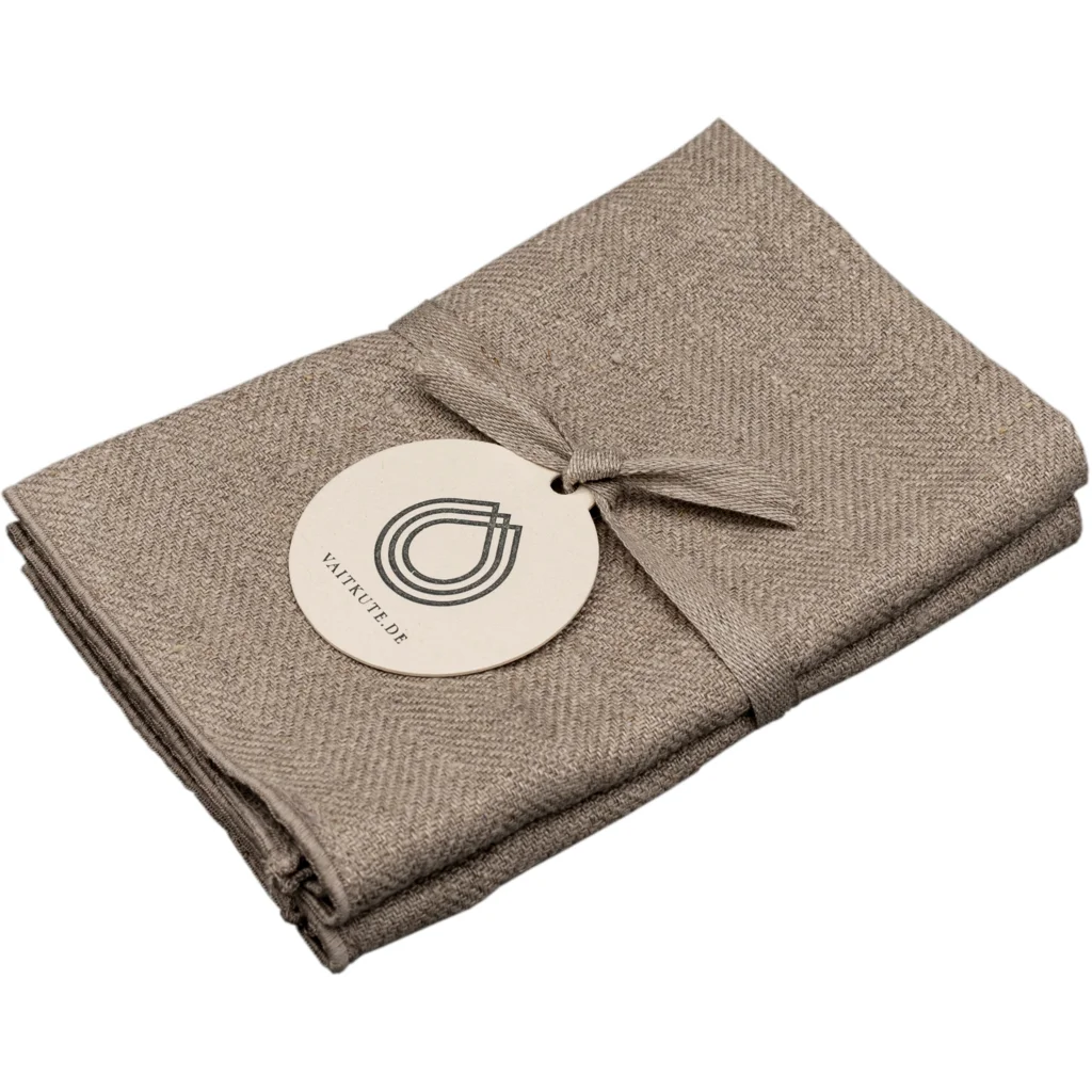 Leinen Gästetuch mit Fischgrät-Muster 2er-Pack in Beige+Beige Muster Fischgrät von Erika Vaitkute Größe 35x45 cm