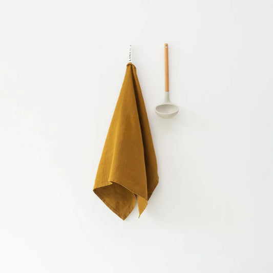 Leinen Geschirrtuch 2er-Pack in Bronze Gelb von Linen Tales Größe 45x65 cm