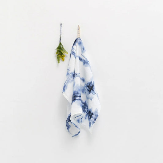Leinen Geschirrtuch Farbverlauf 2er-Pack in Weiß+Blau Muster Farbverlauf von Linen Tales Größe 45x65 cm