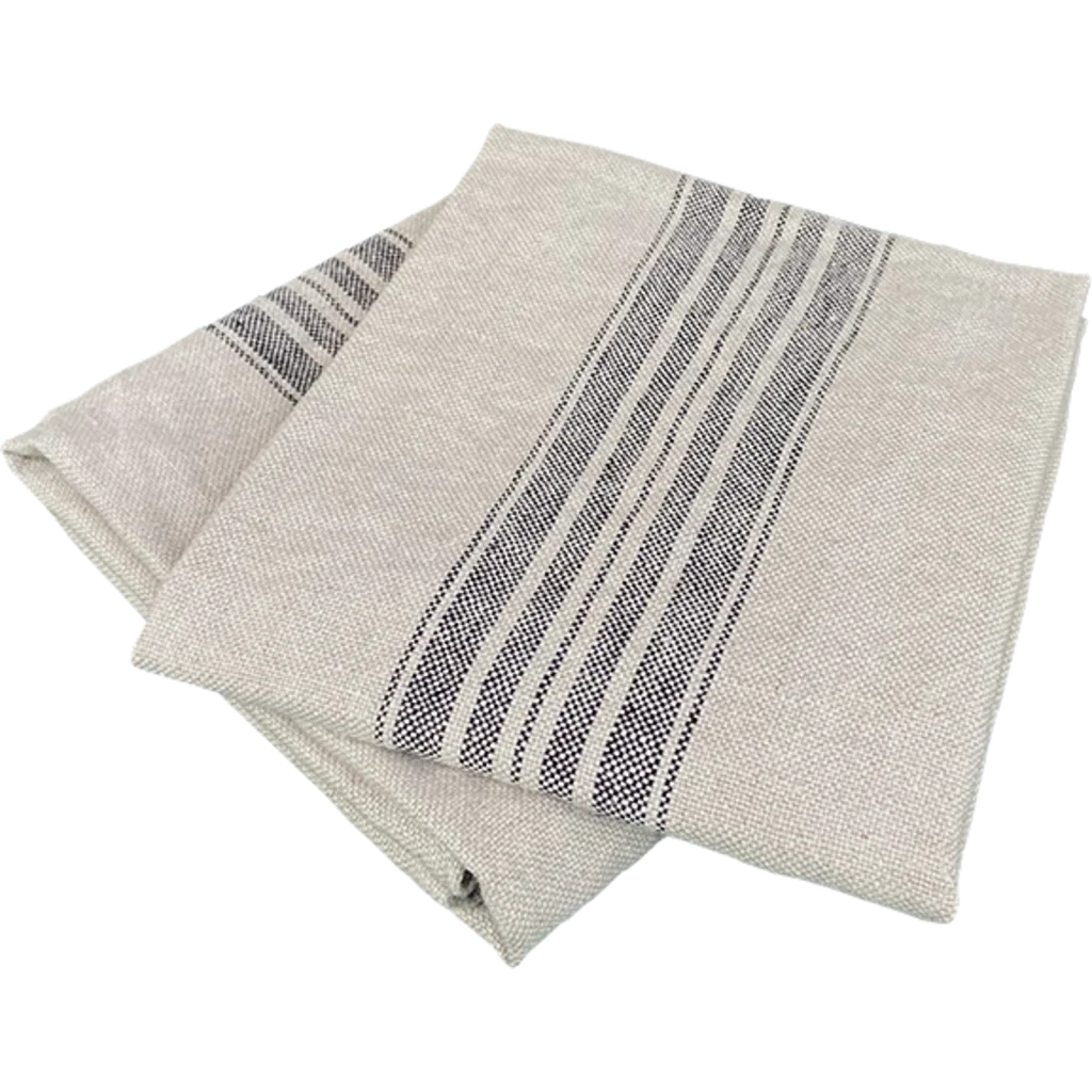 Leinen Geschirrtuch JARA 2er-Pack in Beige+Anthrazit Beige+Grau Muster Streifen von Erika Vaitkute Größe 43x70 cm