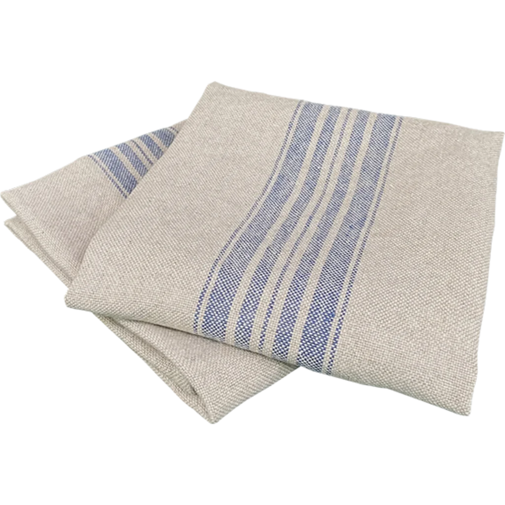 Leinen Geschirrtuch JARA 2er-Pack in Beige+Blau Muster Streifen von Erika Vaitkute Größe 43x70 cm