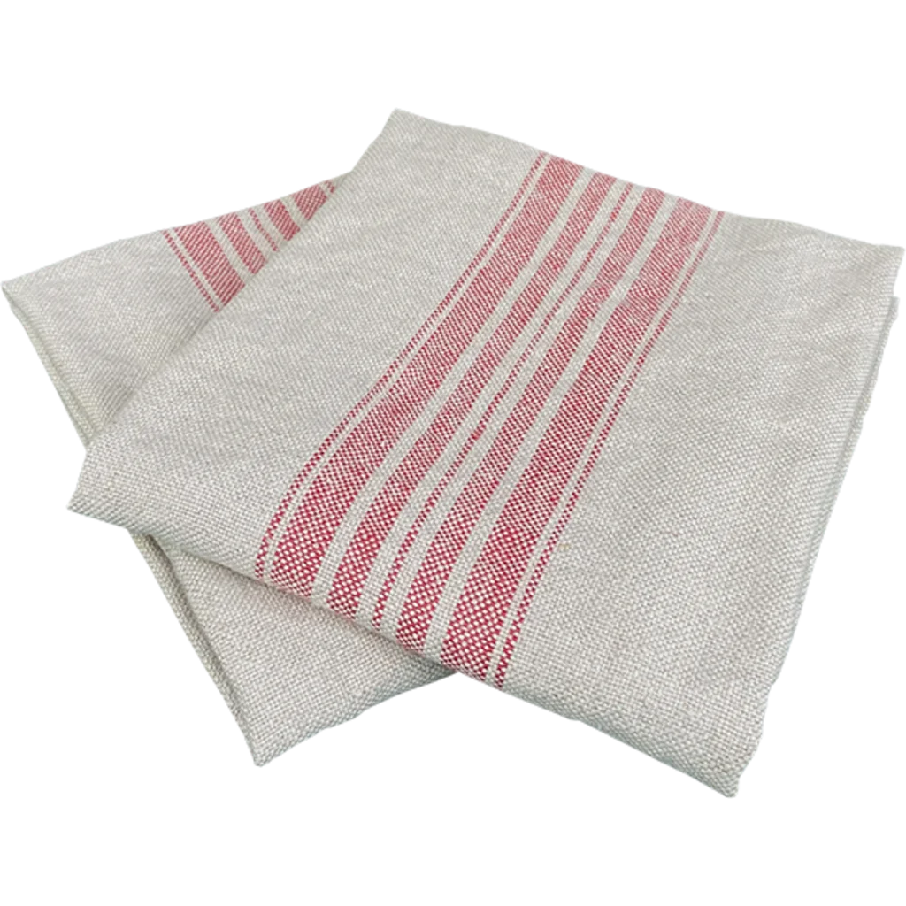 Leinen Geschirrtuch JARA 2er-Pack in Beige+Rot Muster Streifen von Erika Vaitkute Größe 43x70 cm