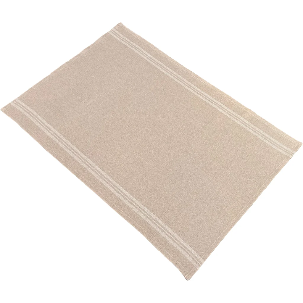 Leinen Geschirrtuch LANDHAUS 2er-Pack in Beige+Weiß Muster Streifen von Erika Vaitkute Größe 47x70 cm