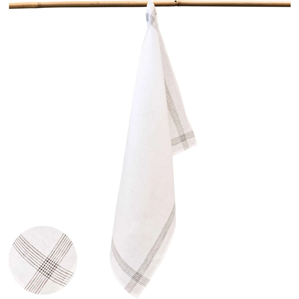 Leinen Geschirrtuch MONIS 2er-Pack in Weiß+Anthrazit Weiß+Grau Muster Streifen von Erika Vaitkute Größe 47x70 cm