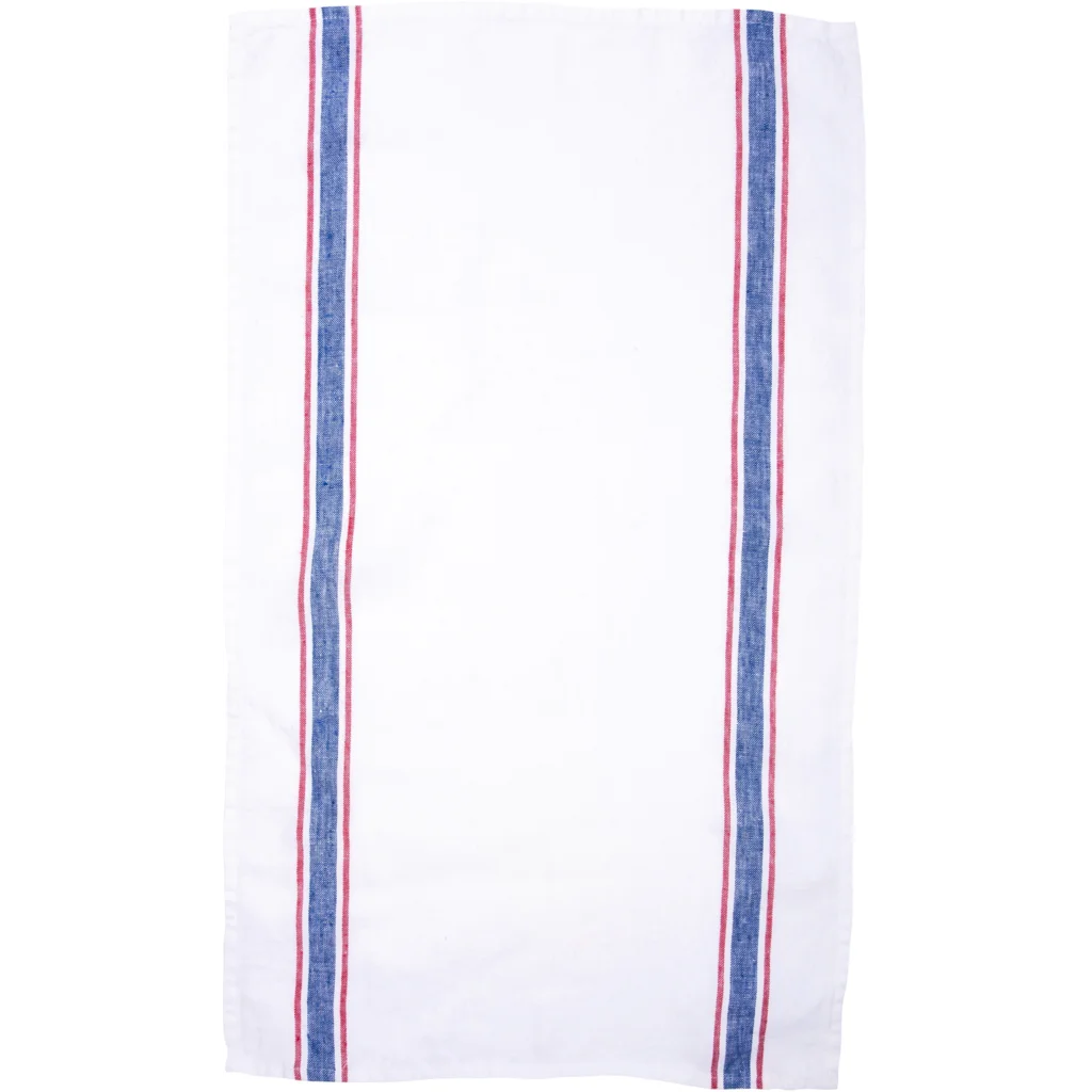 Leinen Geschirrtuch VENTA 2er-Pack in Weiß+Blau+Rot Muster Streifen von Erika Vaitkute Größe 43x70 cm