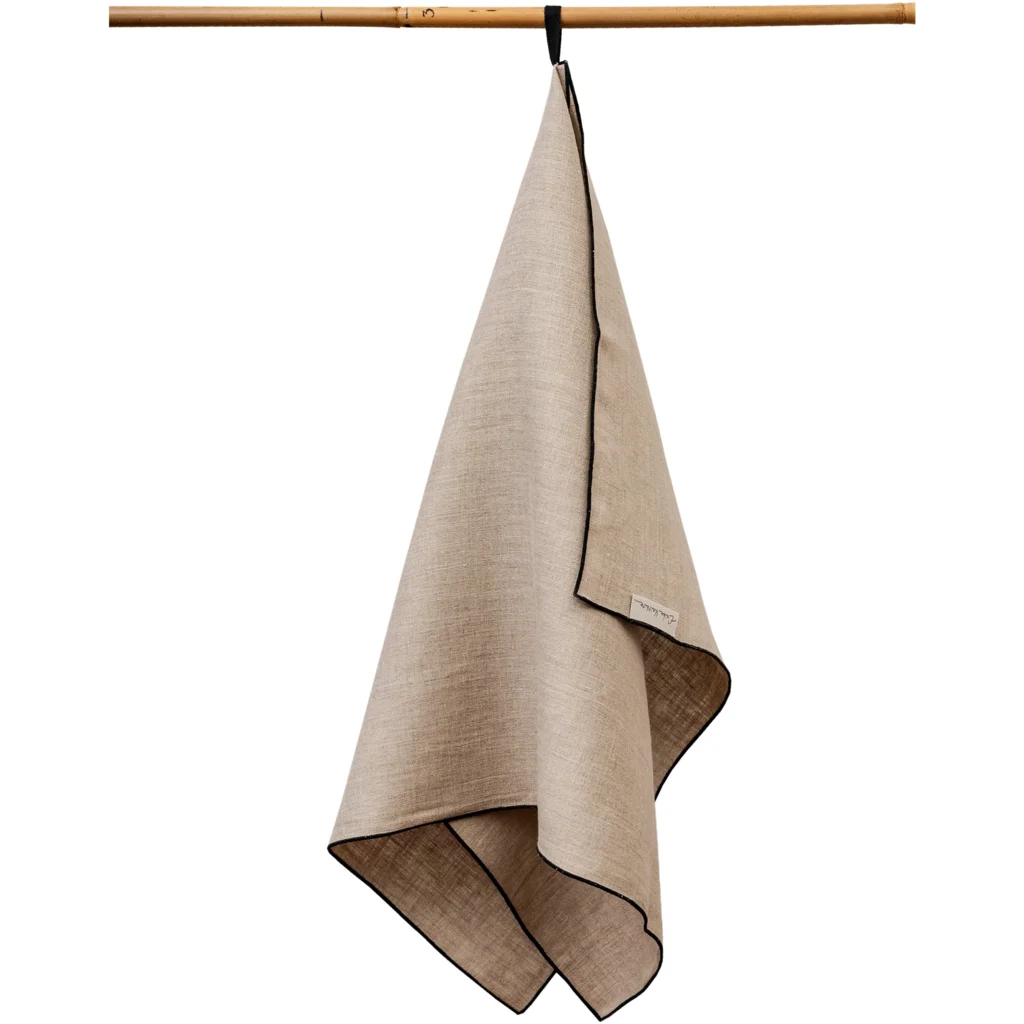 Leinen Geschirrtuch VILNIA 2er-Pack in Beige+Schwarz von Erika Vaitkute Größe 47x70 cm