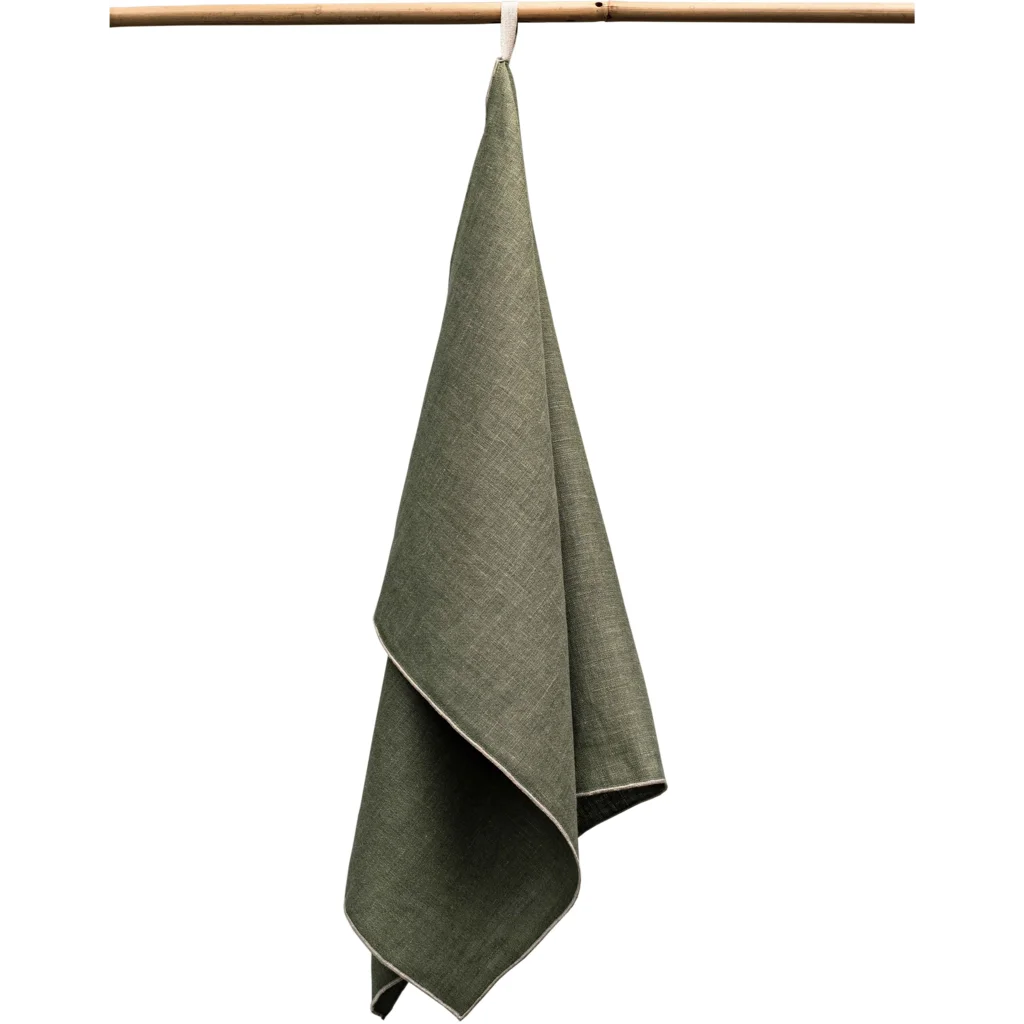 Leinen Geschirrtuch VILNIA 2er-Pack in Waldgrün+Beige Grün+Beige von Erika Vaitkute Größe 47x70 cm