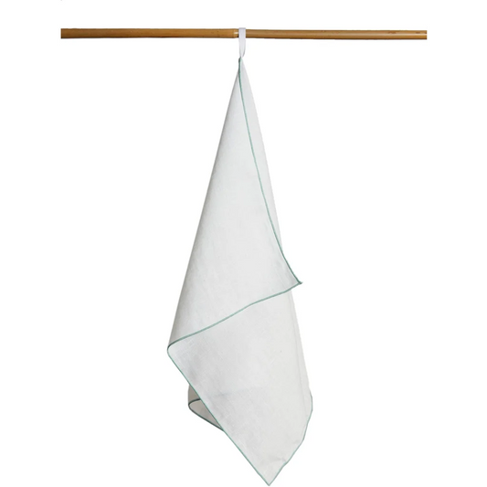 Leinen Geschirrtuch VILNIA weiß mit bunter Umkettelung  2er-Pack in Weiß+Mint Weiß+Grün von Erika Vaitkute Größe 47x70 cm