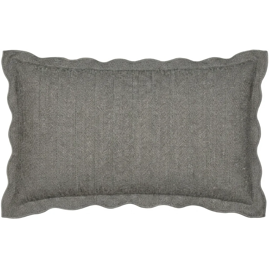 Leinen Kissenhülle mit Fischgrät-Muster rechteckig 2er-Pack in Grau+Beige Muster Fischgrät von Erika Vaitkute Größe 40x60 cm