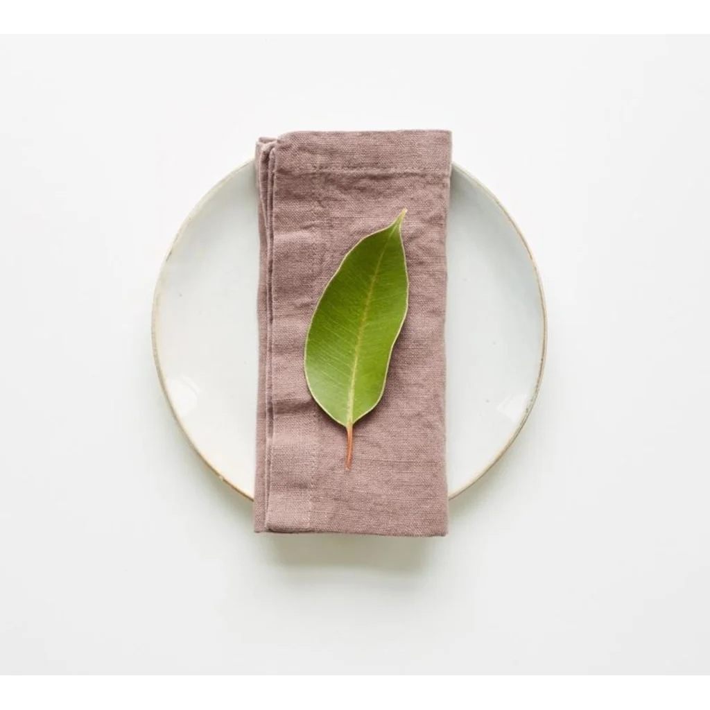 Leinen Stoffserviette 2er-Pack in Altrosa Rosa von Linen Tales Größe 45x45 cm