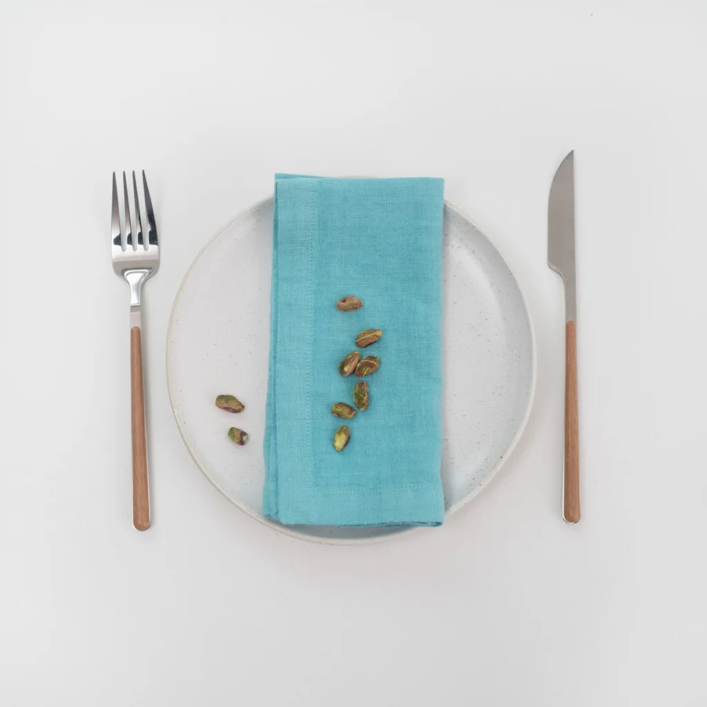 Leinen Stoffserviette 2er-Pack in Atlantik Blau von Linen Tales Größe 45x45 cm