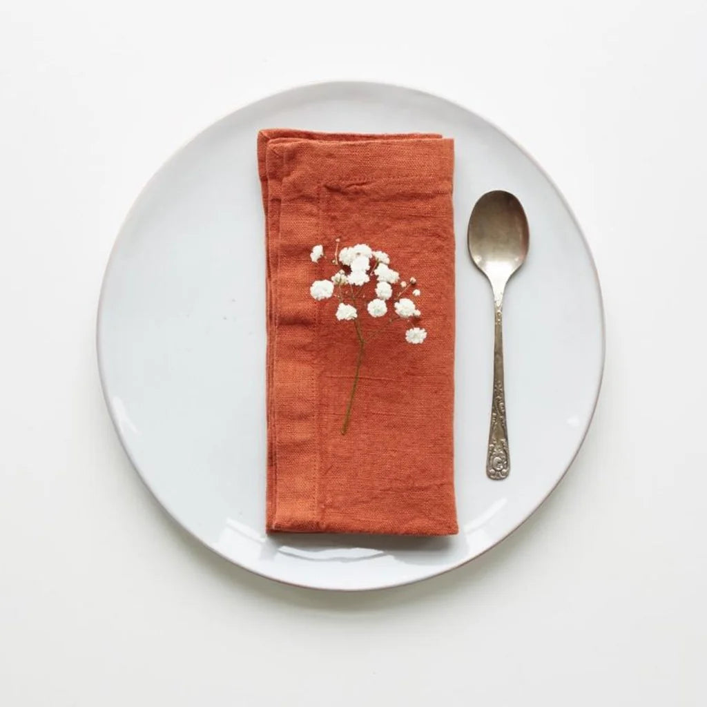 Leinen Stoffserviette 2er-Pack in Terra Orange von Linen Tales Größe 50x50 cm