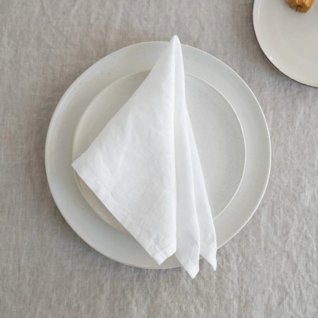 Leinen Stoffserviette 2er-Pack in Weiß von Linen Tales Größe 50x50 cm