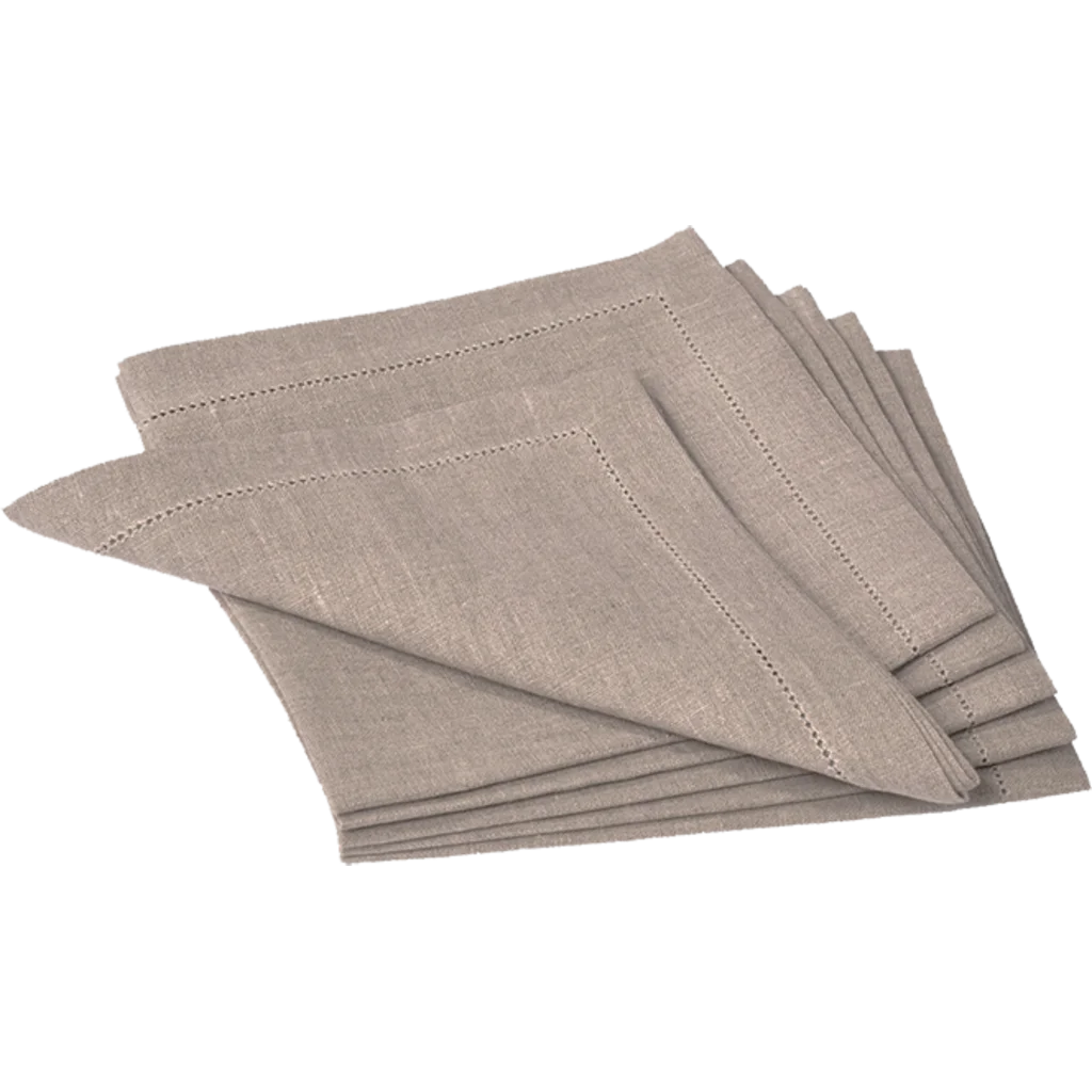 Leinen Stoffserviette ALANTA 6er-Pack in Beige von Erika Vaitkute Größe 42x42 cm