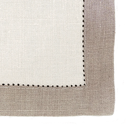Leinen Stoffserviette ALANTA 6er-Pack in Creme+Beige von Erika Vaitkute Größe 42x42 cm