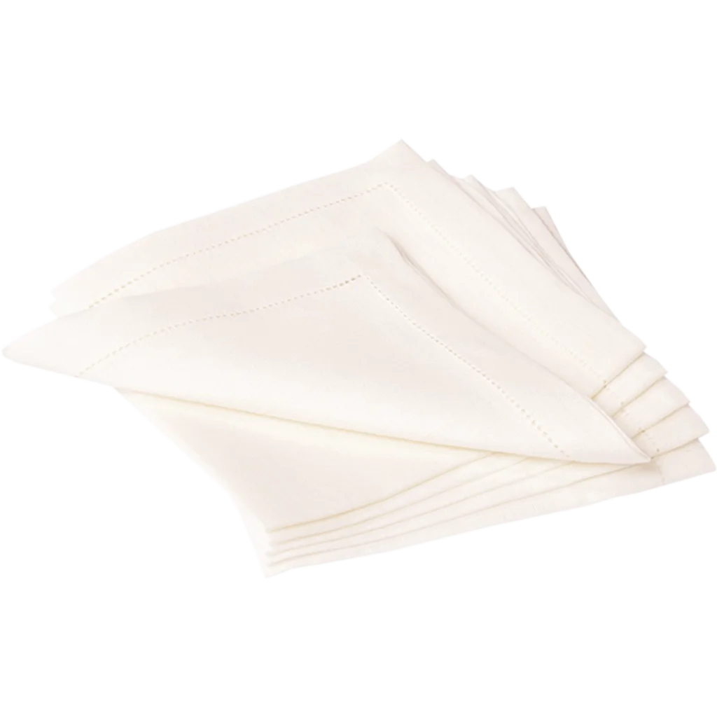 Leinen Stoffserviette ALANTA 6er-Pack in Creme von Erika Vaitkute Größe 42x42 cm