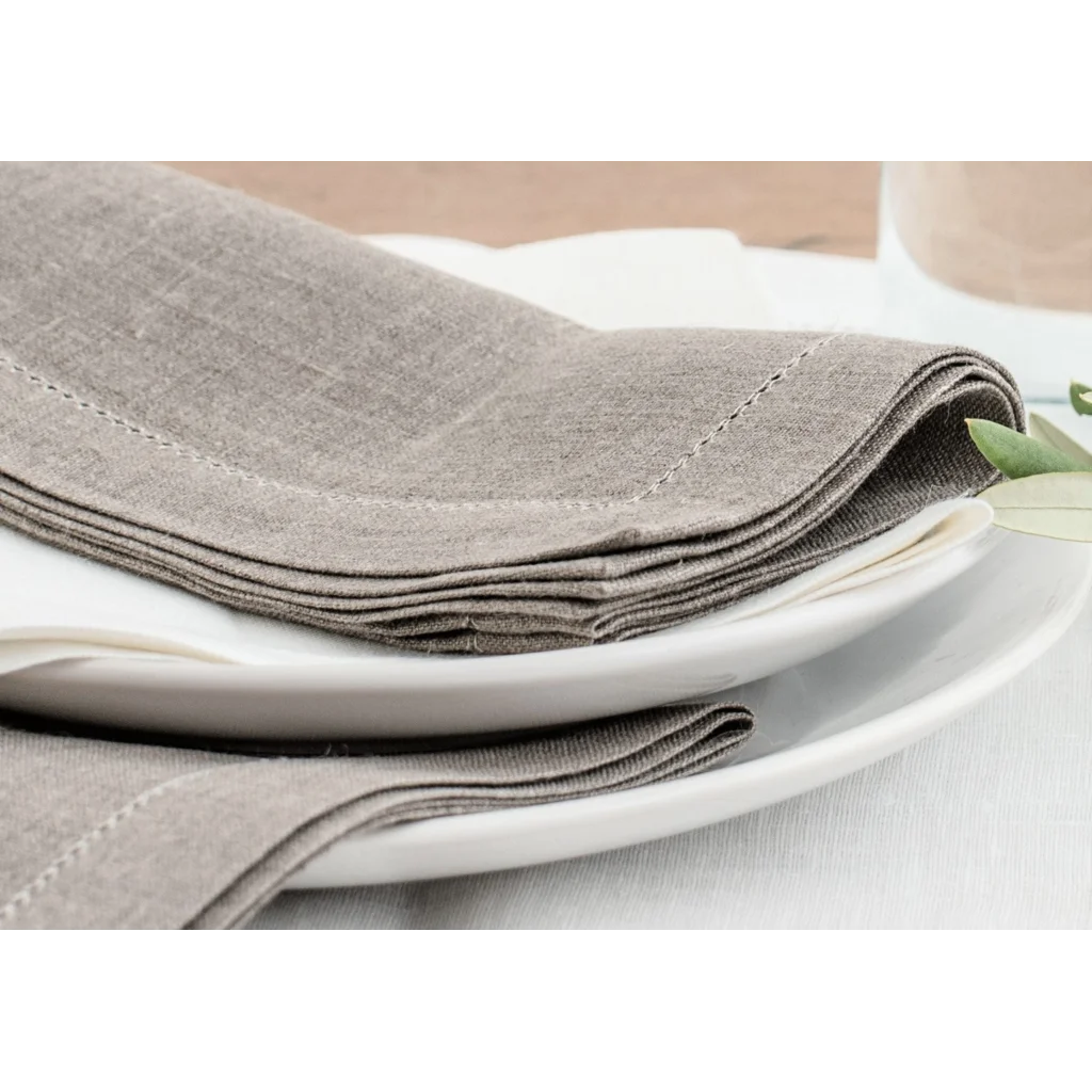 Leinen Stoffserviette ALANTA 6er-Pack in Weiß von Erika Vaitkute Größe 42x42 cm