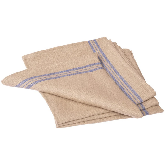 Leinen Stoffserviette LANDHAUS 6er-Pack in Beige+Blau Muster Streifen von Erika Vaitkute Größe 46x46 cm