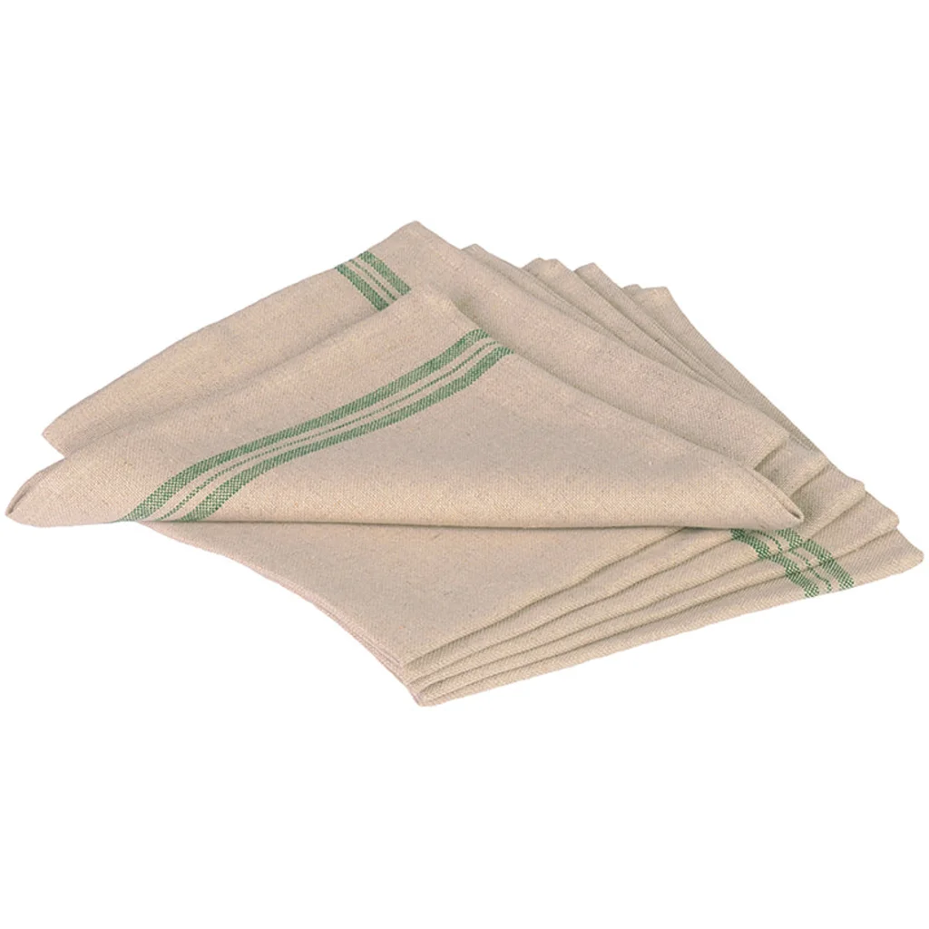 Leinen Stoffserviette LANDHAUS 6er-Pack in Beige+Grün Muster Streifen von Erika Vaitkute Größe 46x46 cm