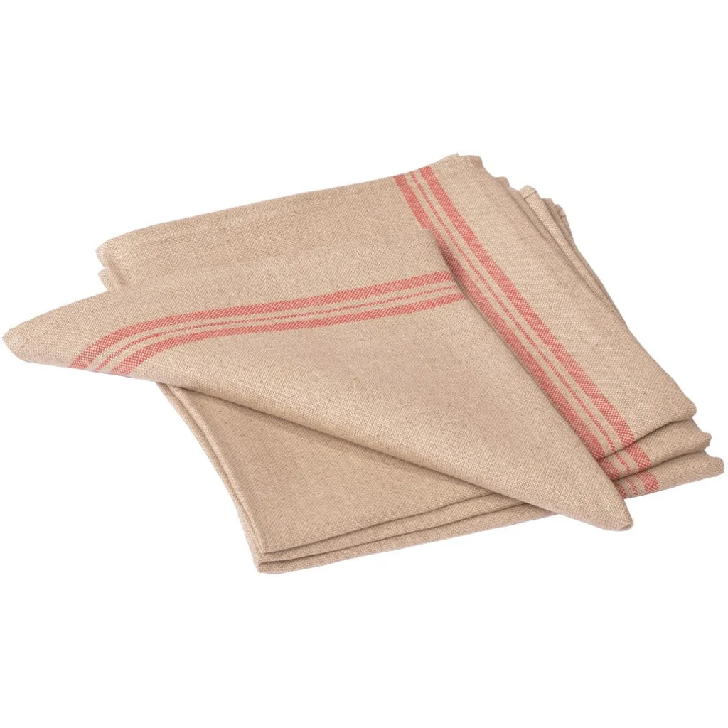 Leinen Stoffserviette LANDHAUS 6er-Pack in Beige+Rot Muster Streifen von Erika Vaitkute Größe 46x46 cm