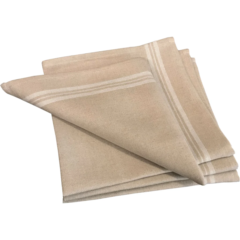 Leinen Stoffserviette LANDHAUS 6er-Pack in Beige+Weiß Muster Streifen von Erika Vaitkute Größe 46x46 cm